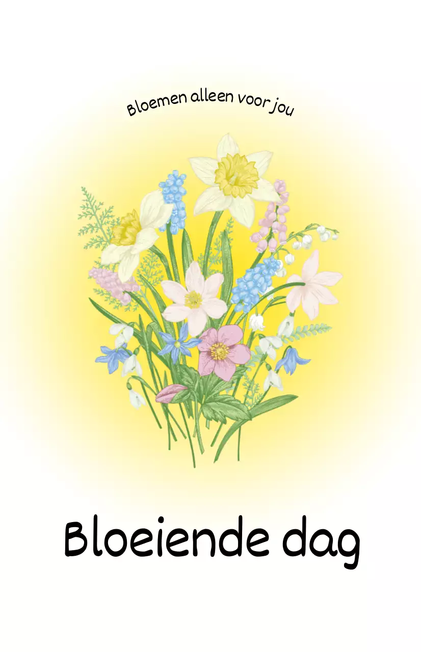 Een bloemist met kleurovergangen en boeketillustraties voor een fris lentegevoel