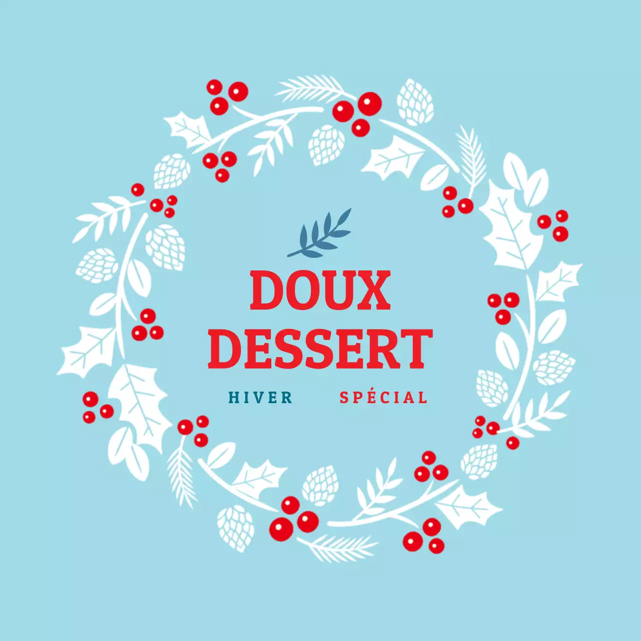 Illustration rouge ciel Étiquette d'emballage de dessert de Noël