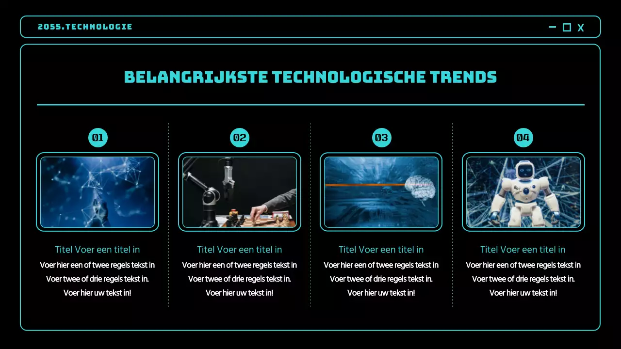 Zwarte en blauwe neonaccenten kijken vooruit naar toekomstige tech trends