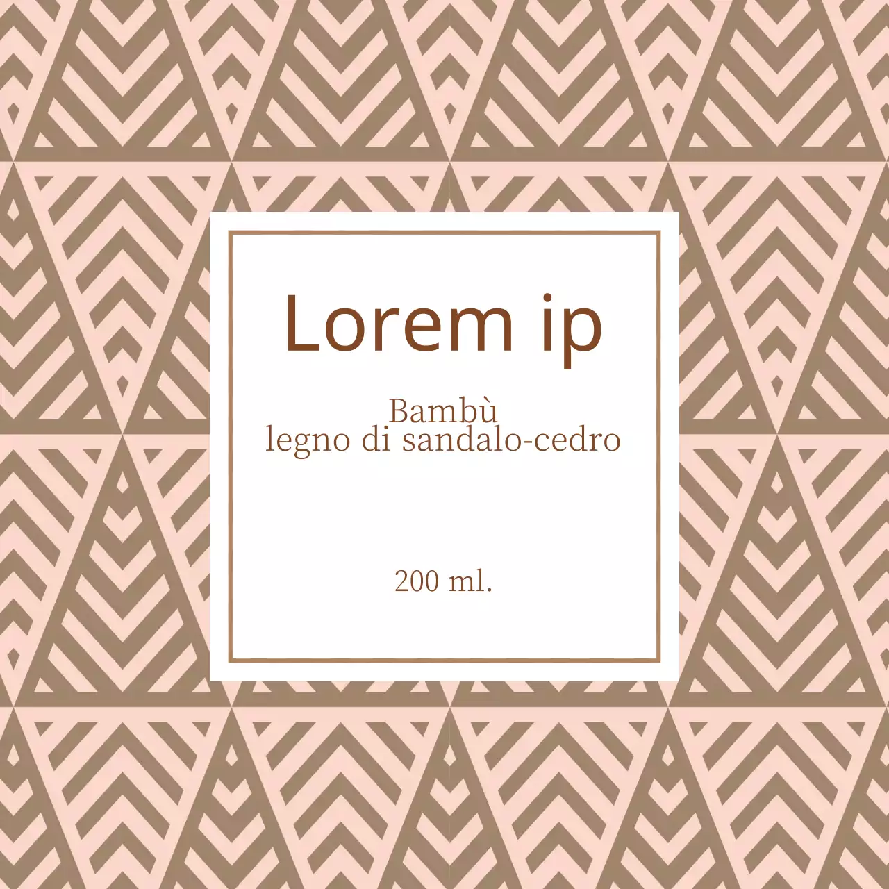 Etichetta per diffusore con motivo a triangolo rosa-beige