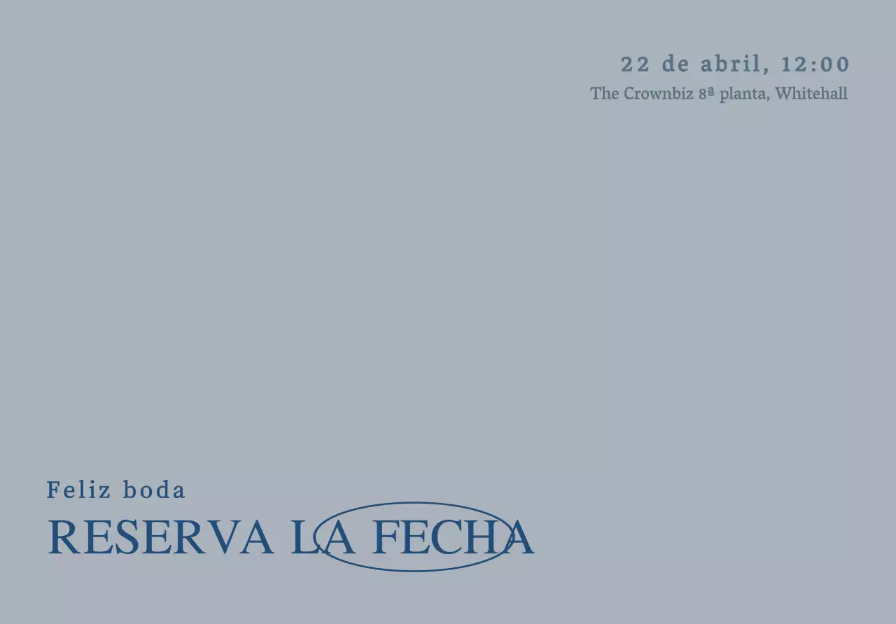 Invitación de boda de concepto sencillo con texto en azul