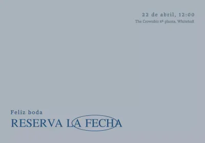 Invitación de boda de concepto sencillo con texto en azul