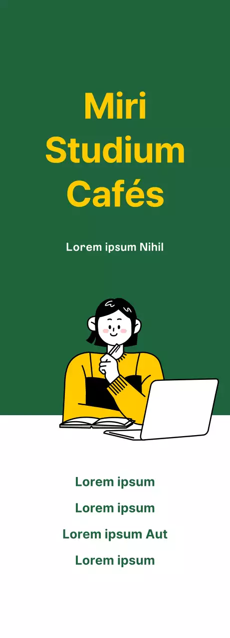 Bewerben Sie Ihr Studiencafé mit einem sauberen, grünen Hintergrund