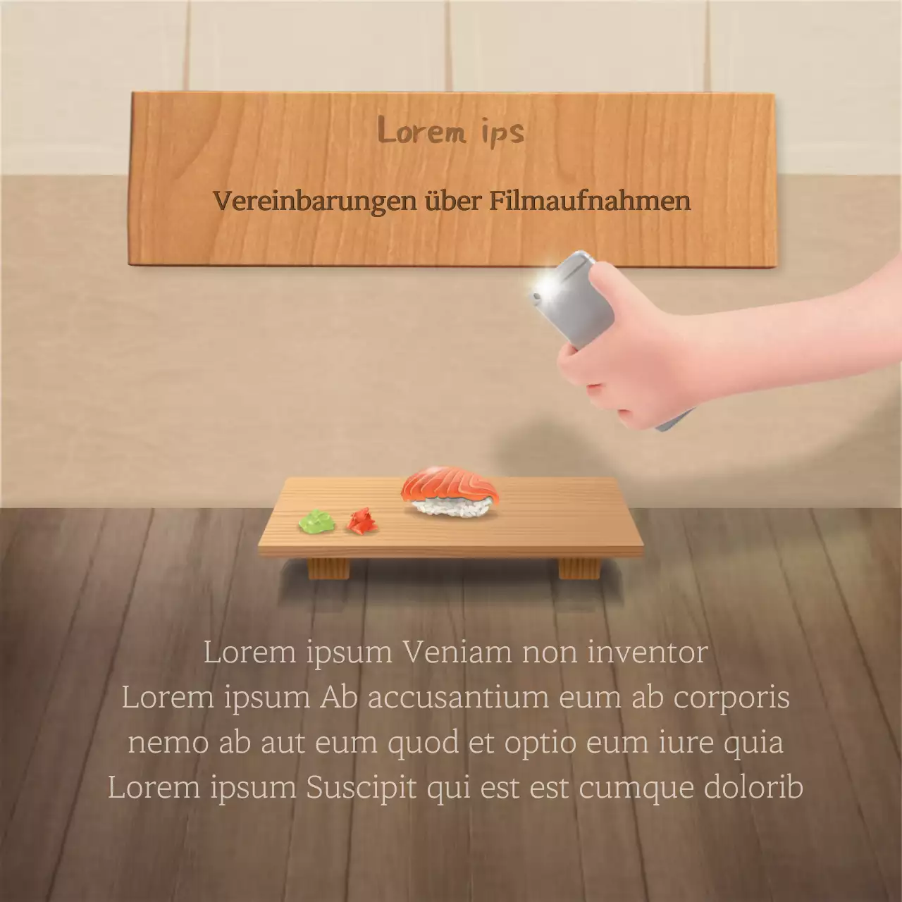 Japanisches Restaurantkonzept in Marineblau und Braun