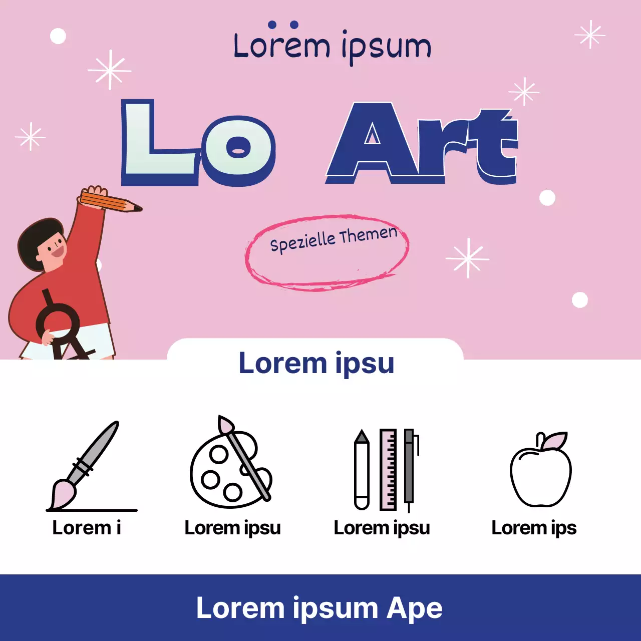 Rosa blaue Illustration niedliche Kunstschule Werbung