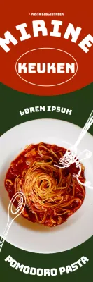 Promoot het nieuwe menu met een intuïtief concept met een rode en groene achtergrond en lettertype.