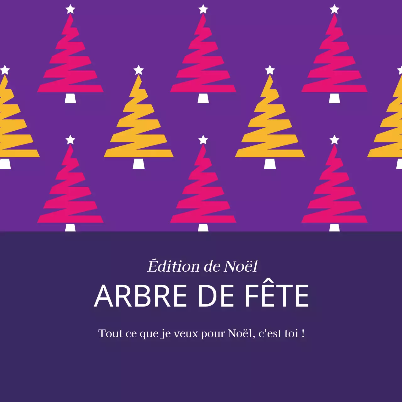 Étiquettes de Noël à motif d'arbre violet et jaune