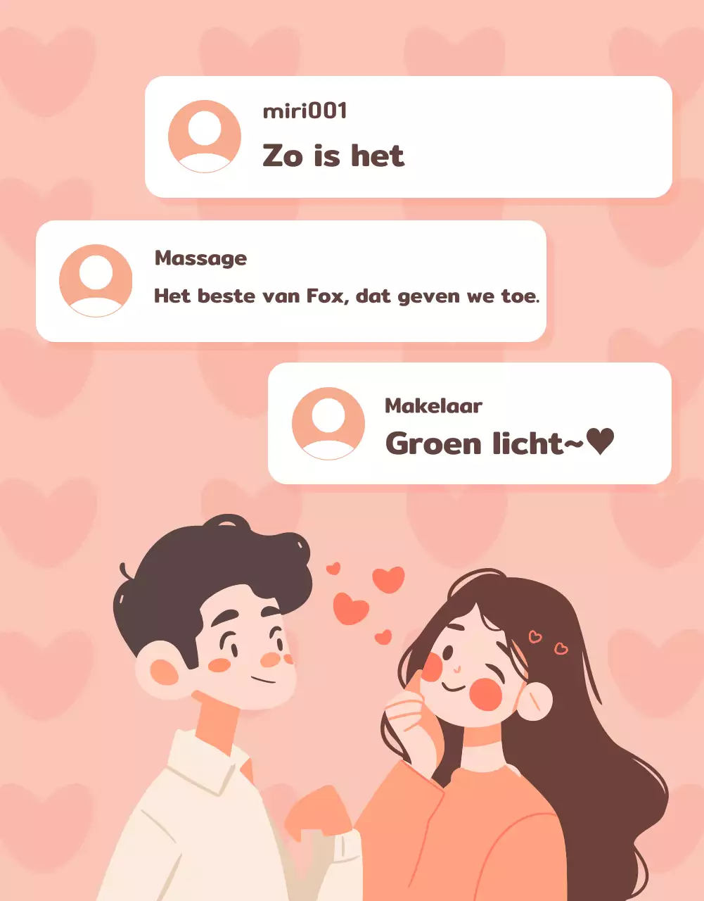 Een eenvoudige post in webcomic-stijl met een roze achtergrond