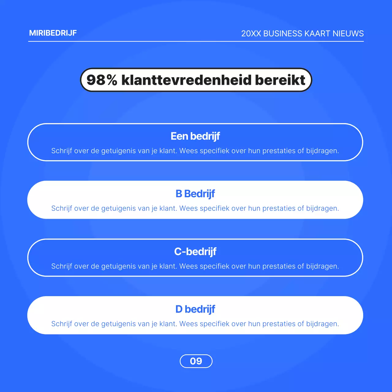 Minimalistisch zakelijk voorstel met blauwe achtergrond