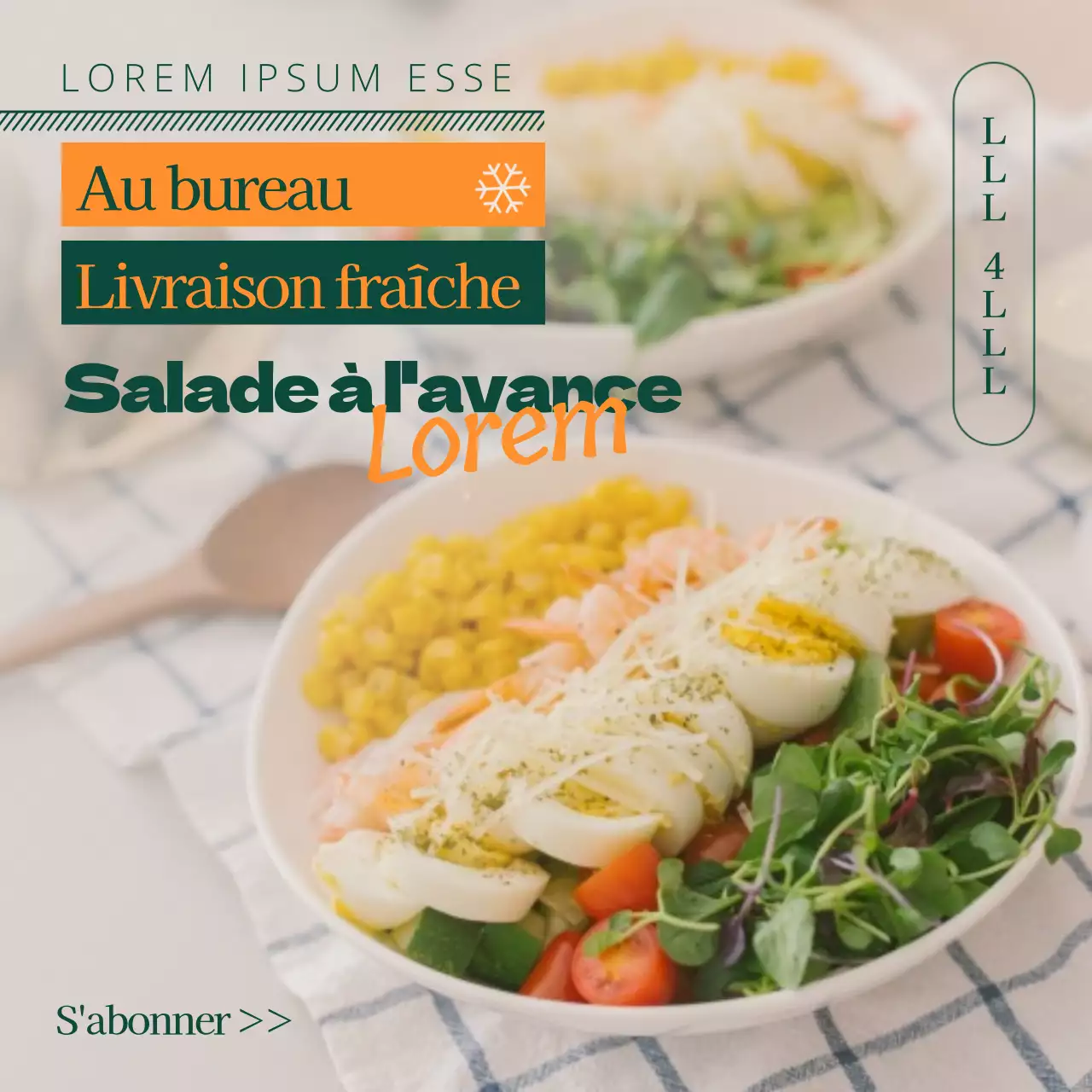 J'ai envie d'une salade fraîche aux couleurs vertes et orangées.