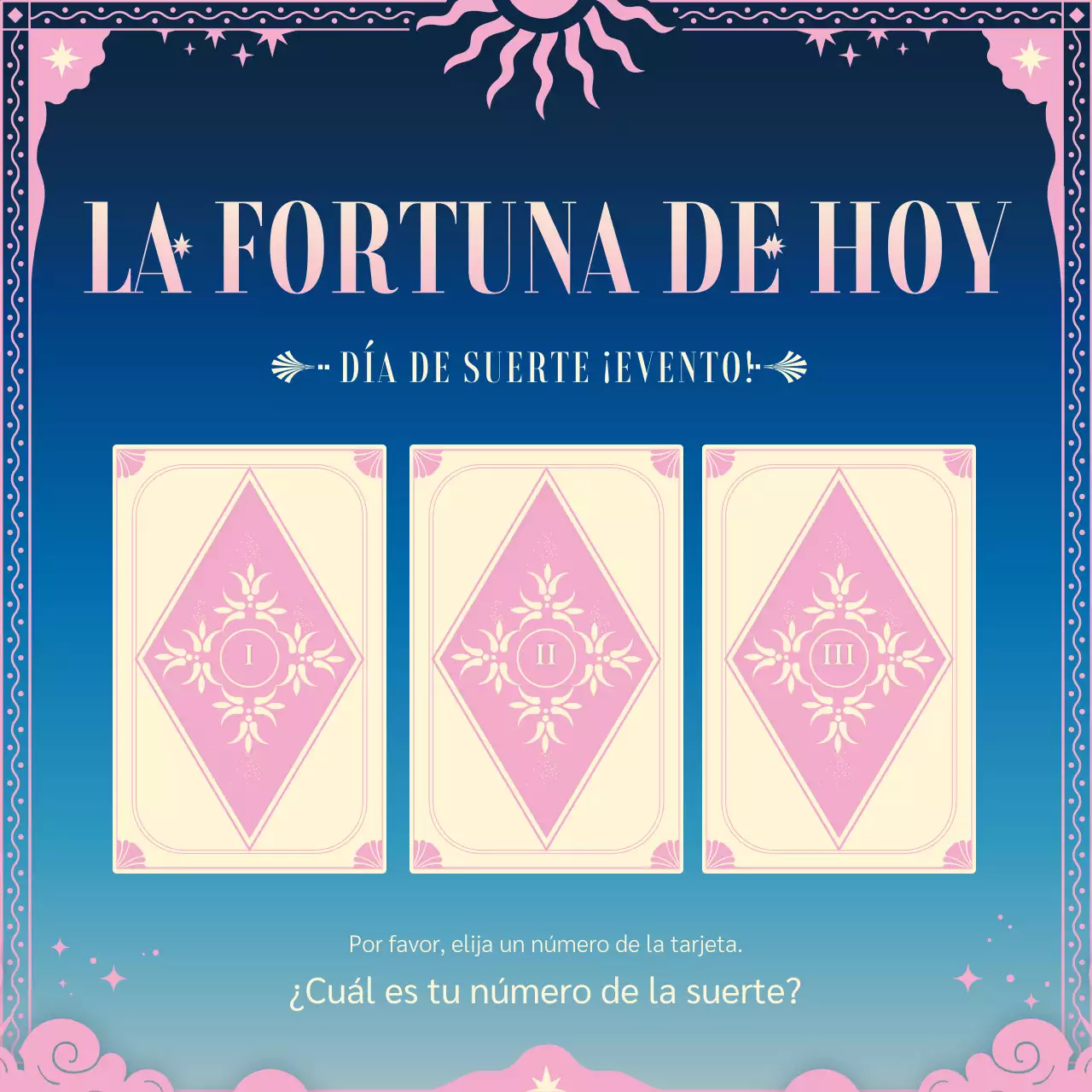 Evento de la suerte con concepto de carta del tarot en rosa marino