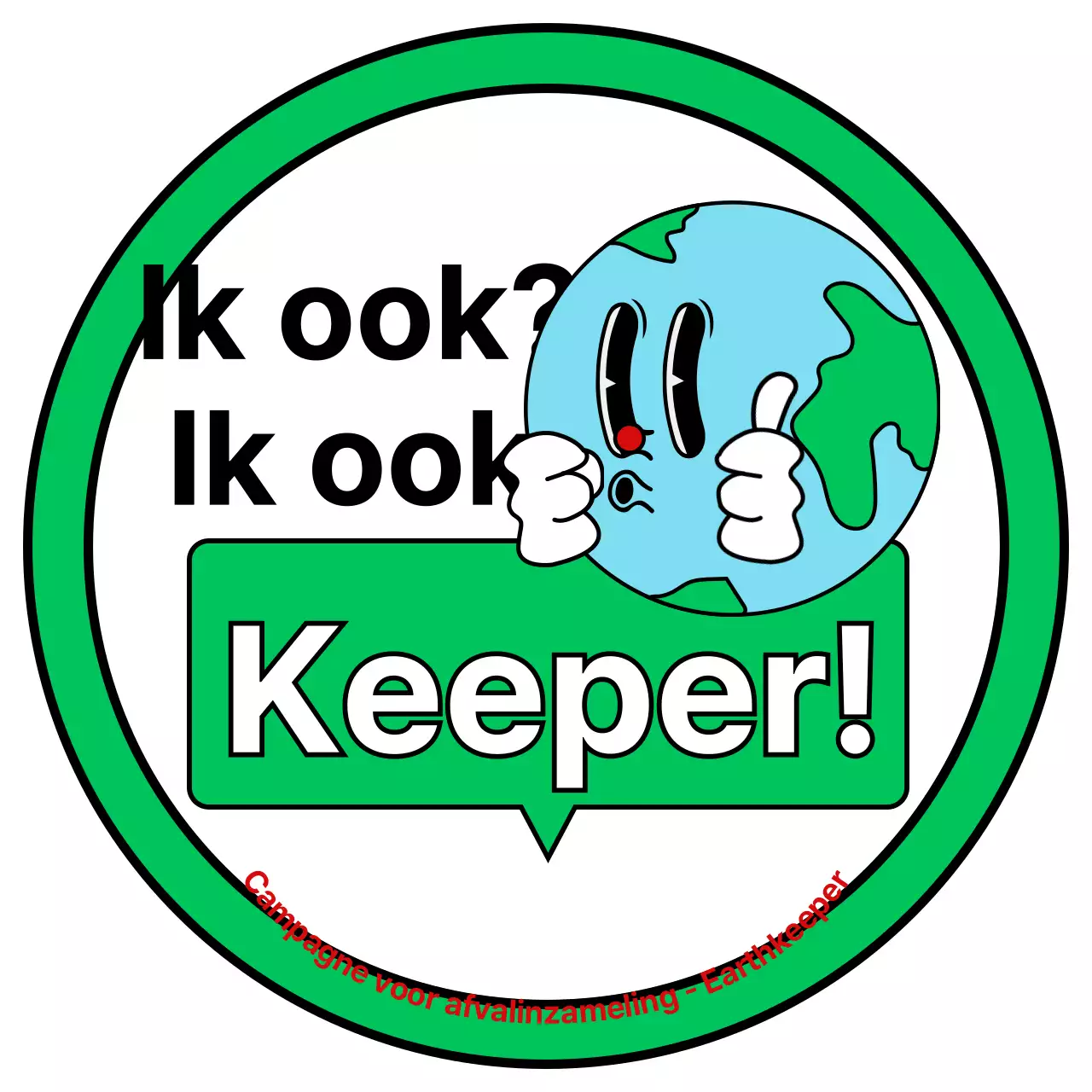 Promoot een milieucampagne met een leuke groen-witte illustratie van de aarde