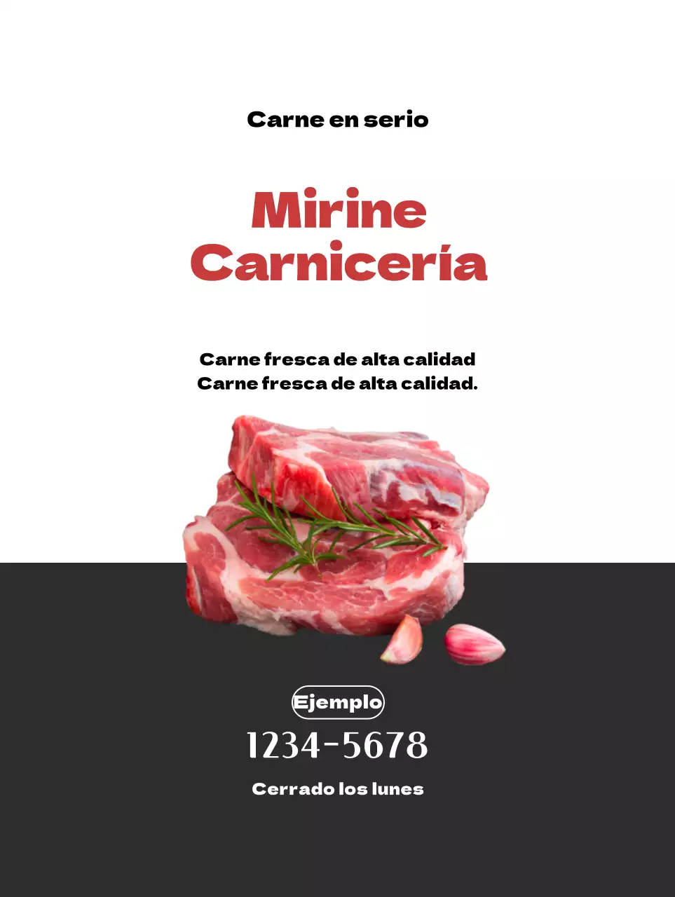 Promocione su carnicería con un aspecto limpio en blanco y gris