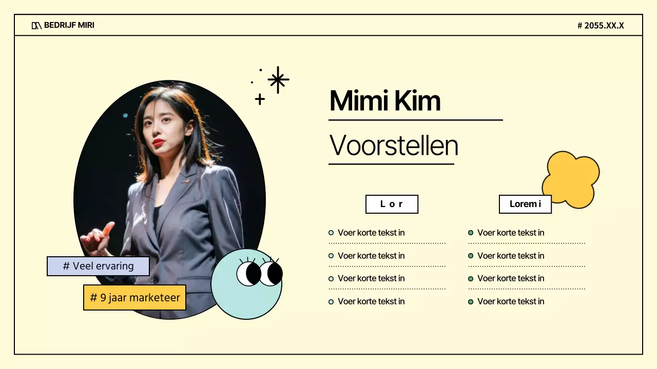 Een kitscherig zakelijk interview in paars en geel