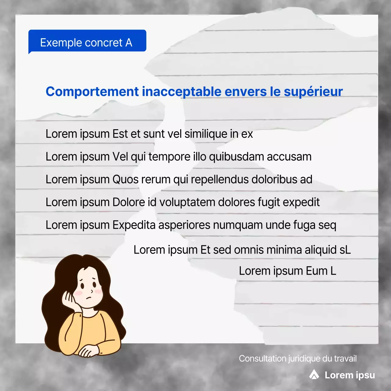 Bleu, propre, information sur l'introduction d'un cas de droit du travail