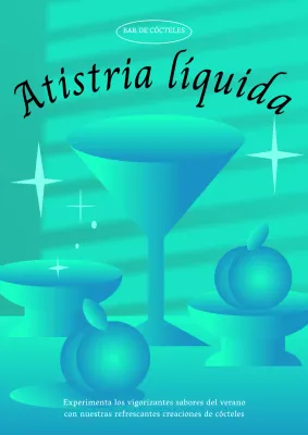 Promocionar un bar de cócteles con un concepto de degradado en color menta