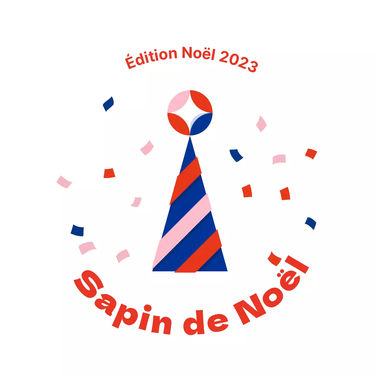 Étiquettes d'emballage de Noël illustrées en rouge et bleu