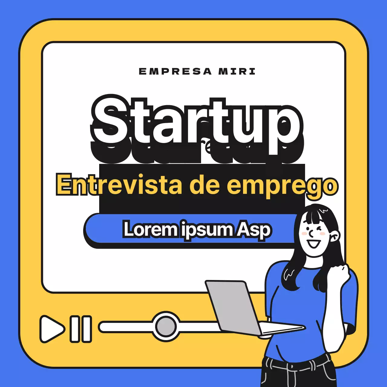 Uma simples promoção azul e amarela para uma entrevista de emprego