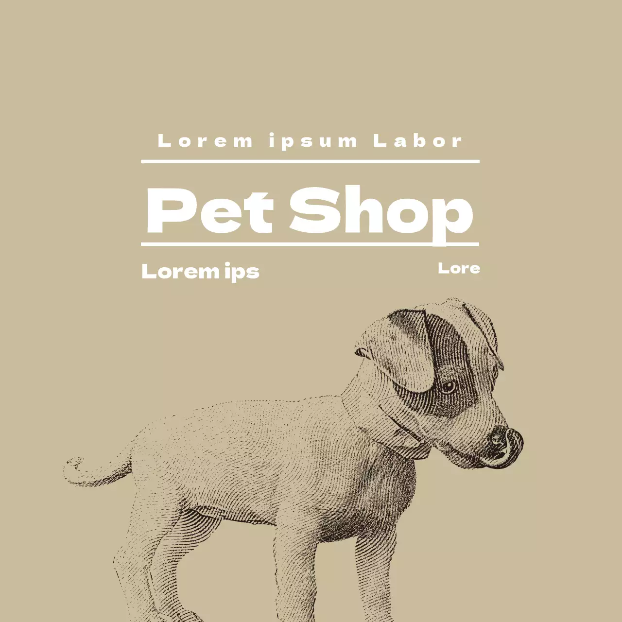 Etiqueta de loja de animais ilustrada bege