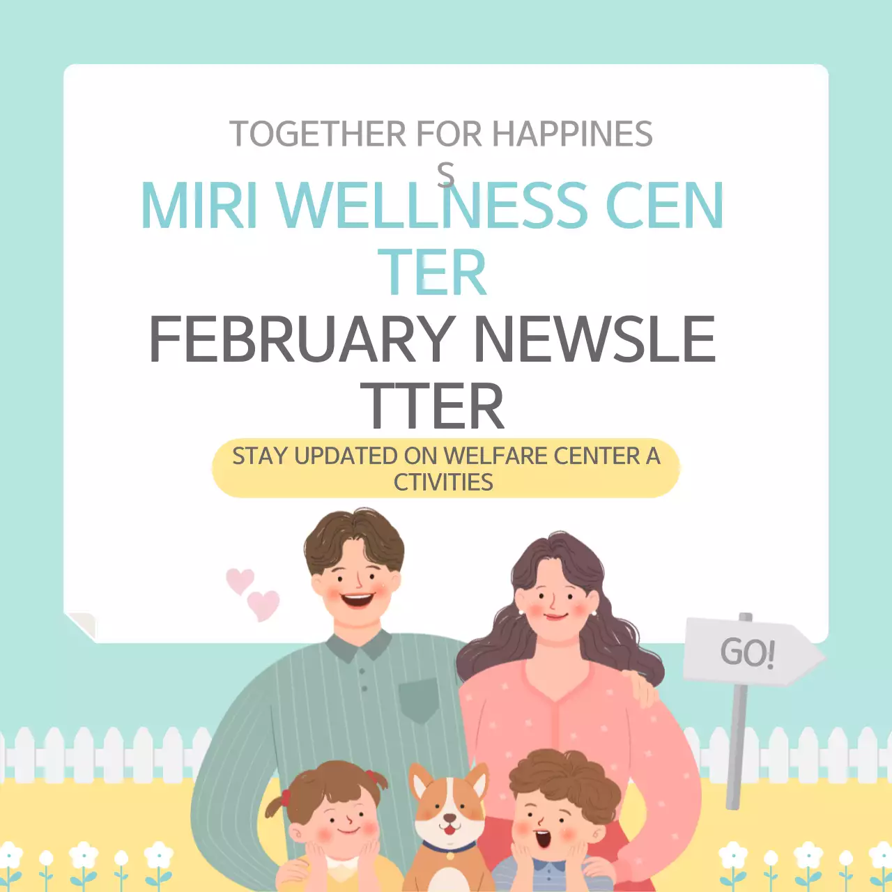 O boletim informativo amarelo e menta do nosso adorável centro de bem-estar