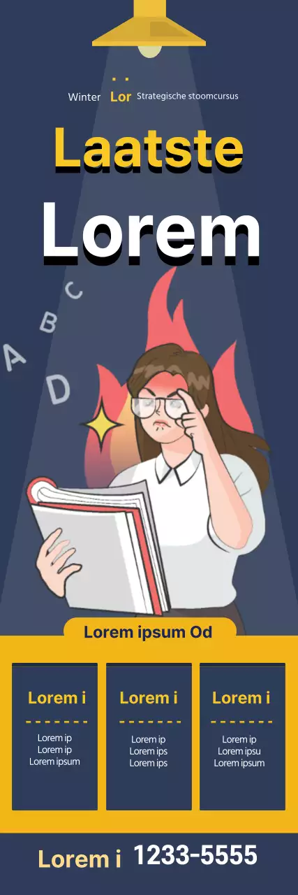 Navy blauw gele illustratie studie school reclame