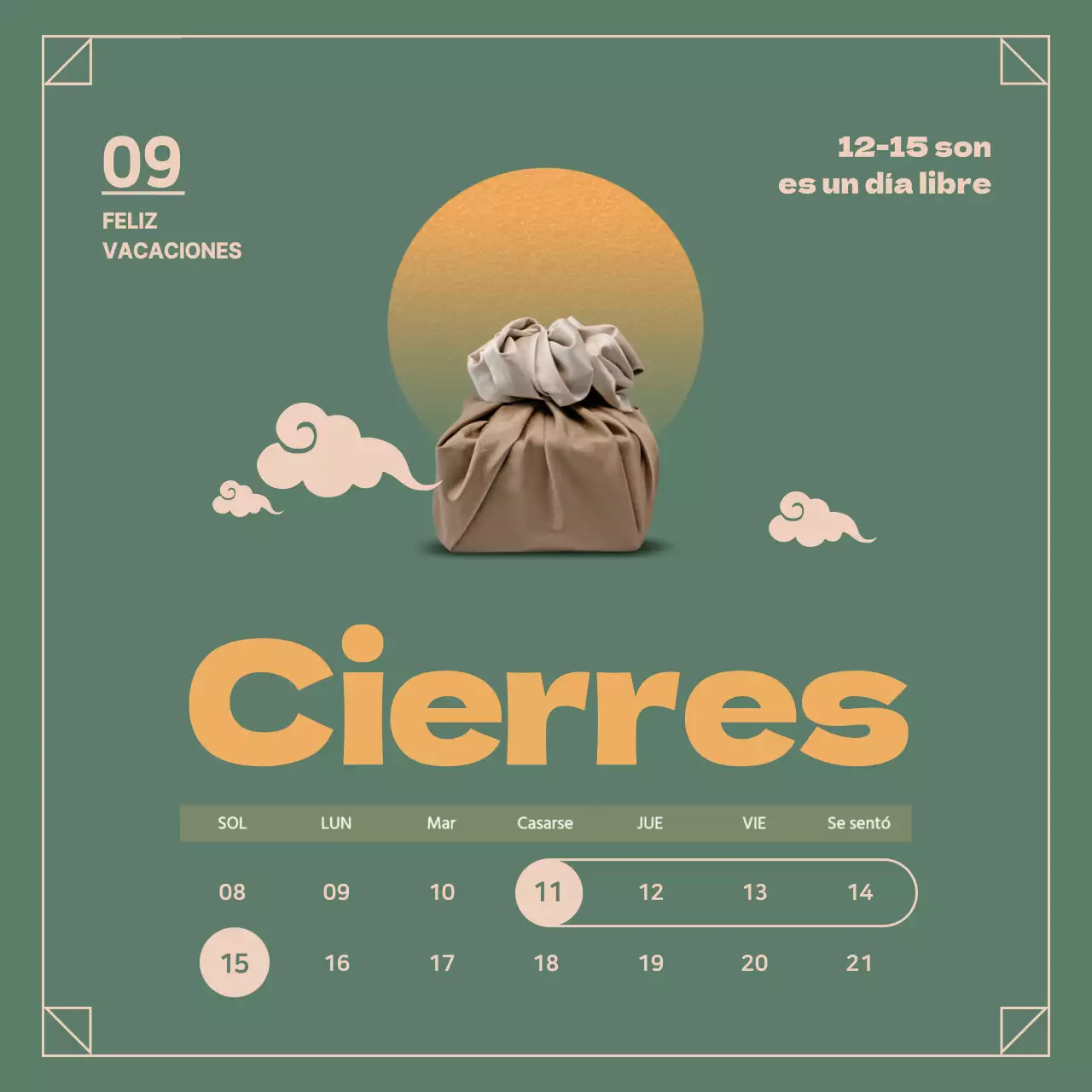 Cierres por vacaciones