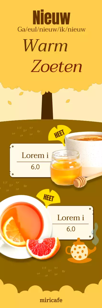 Promoot cafédrankjes met een geel en bruin herfstig ginkgo-concept