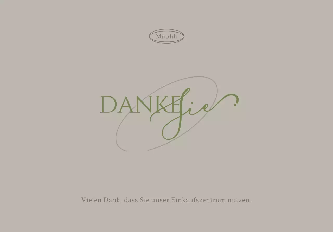 Gebrandeter Postkartenumschlag mit gedeckten Farben, Text zur Kundenanerkennung und kreisförmiger Illustration