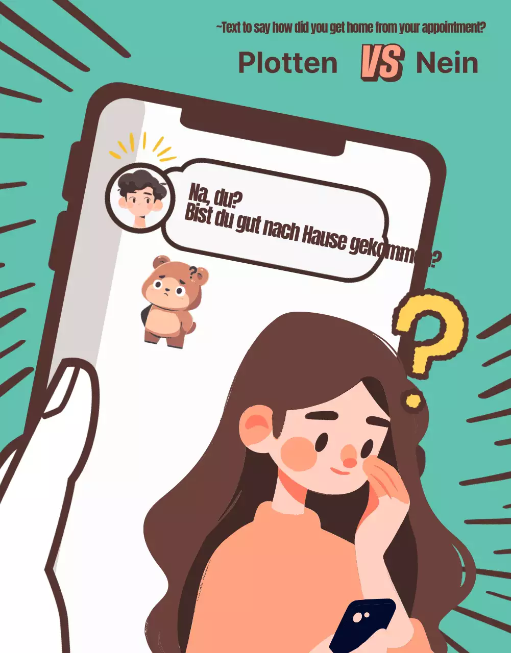 Psychologischer Gag-Test in Braun und Beige mit mintfarbenen Akzenten