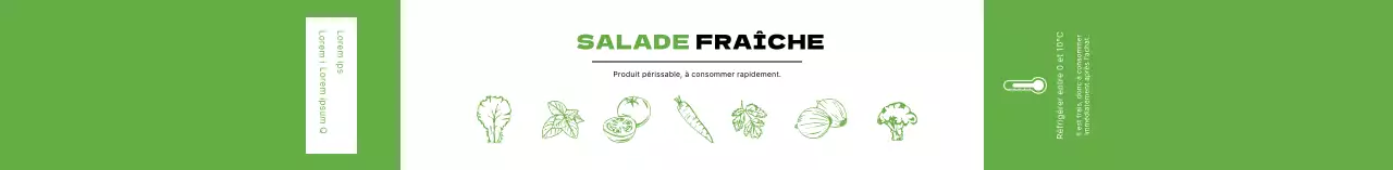 Étiquettes de salade illustrées vertes et propres