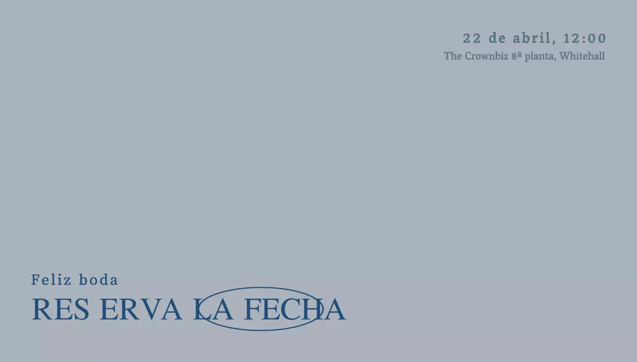 Invitación de boda de concepto sencillo con texto en azul