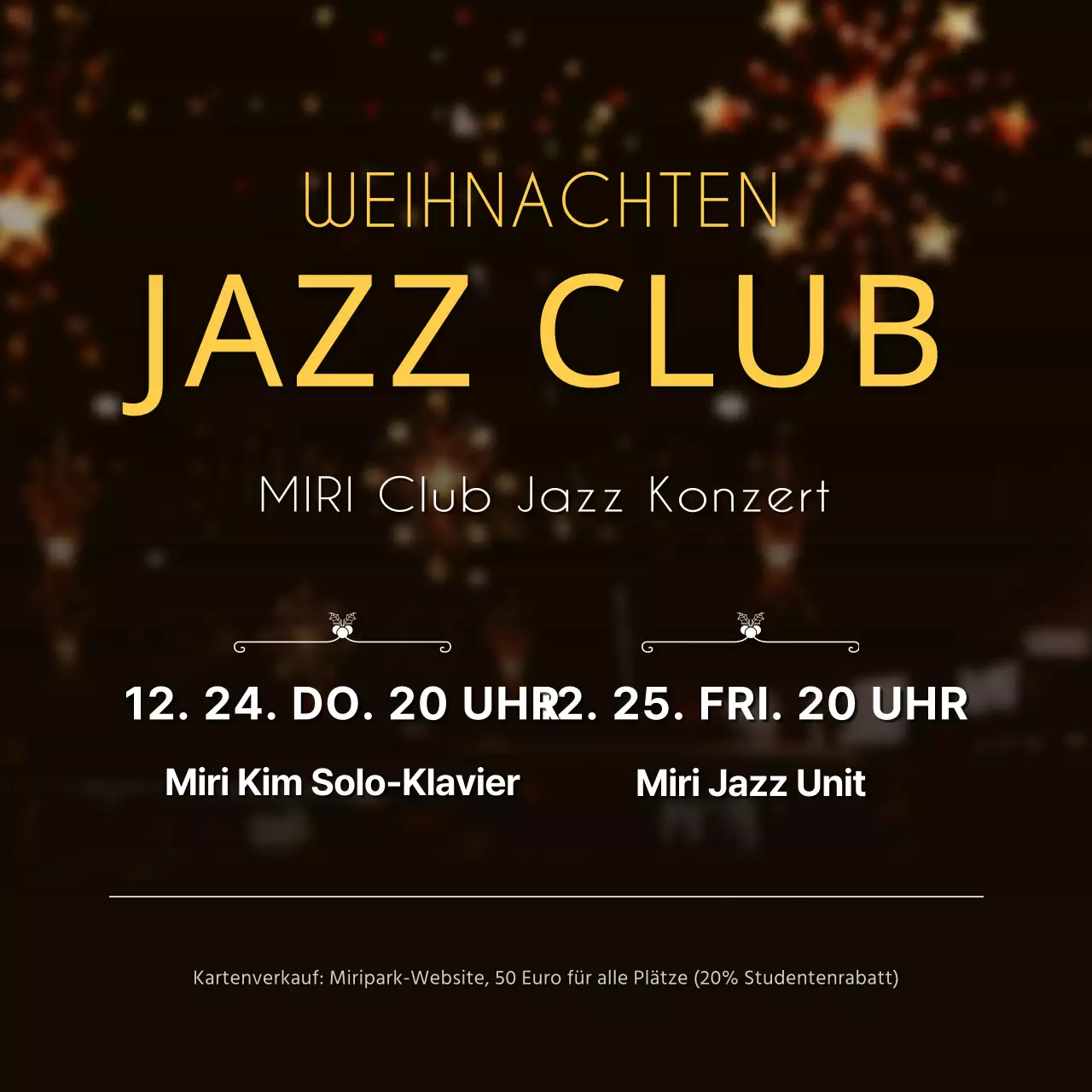 Hübsche Weihnachtsgig-Social-Media-Quadrate in Schwarz