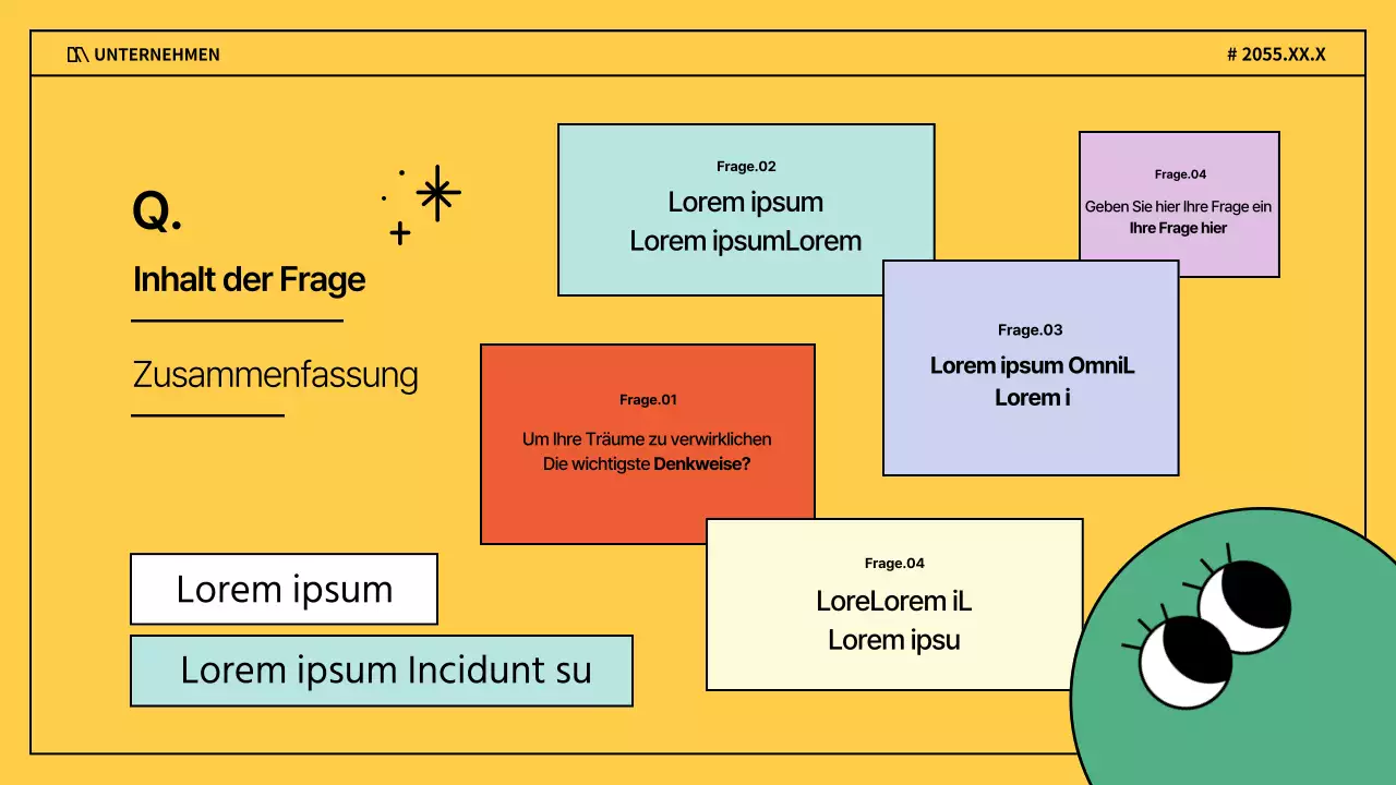 Ein kitschiges Geschäftsinterview in Lila und Gelb