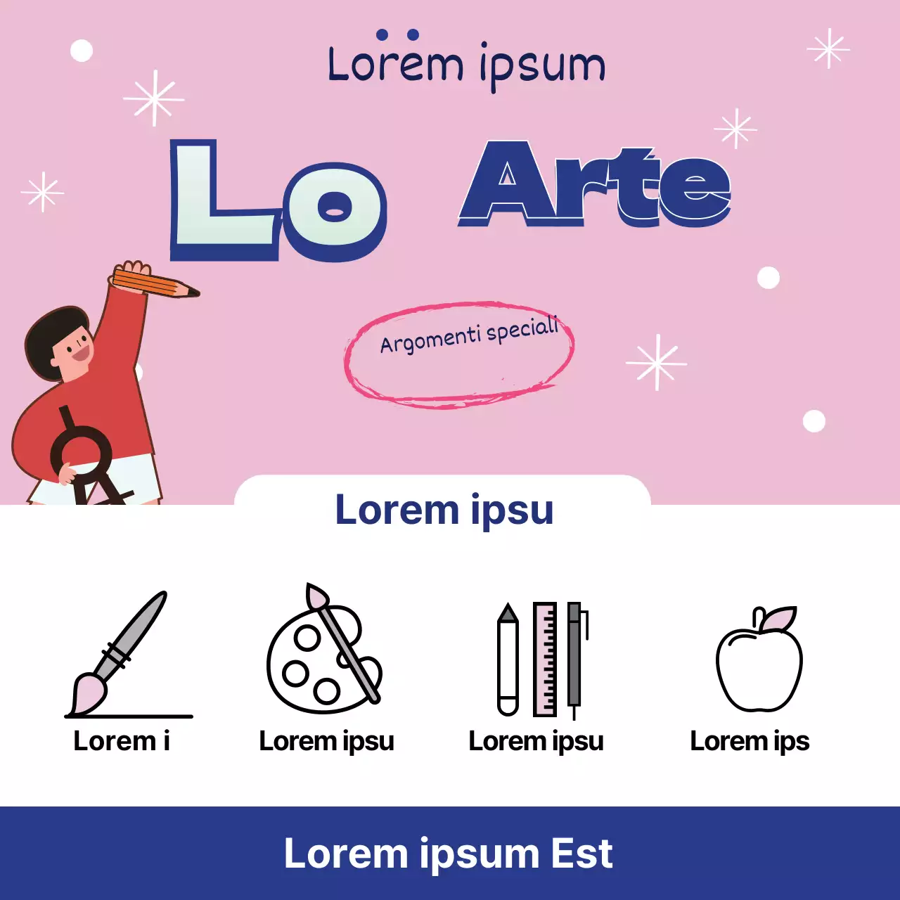 Rosa blu illustrazione carino scuola d'arte pubblicità