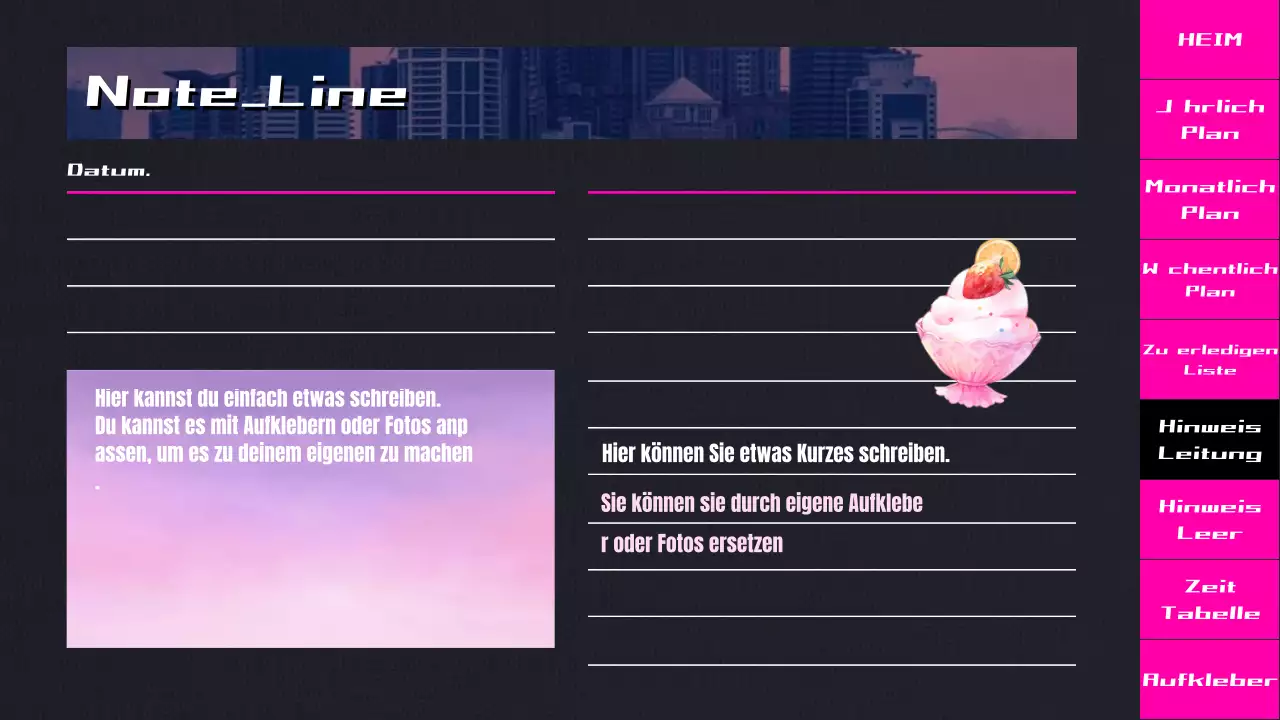 CityPop Animation Highlight-Planer mit schwarzem und rosa Farbverlauf