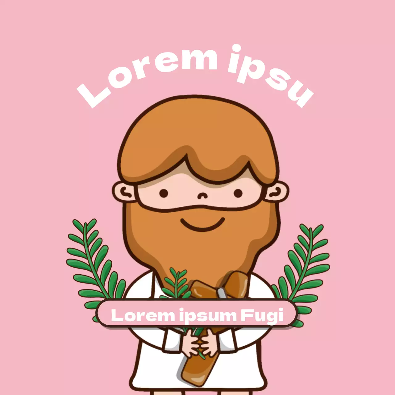 Personaje rosa ilustración iglesia