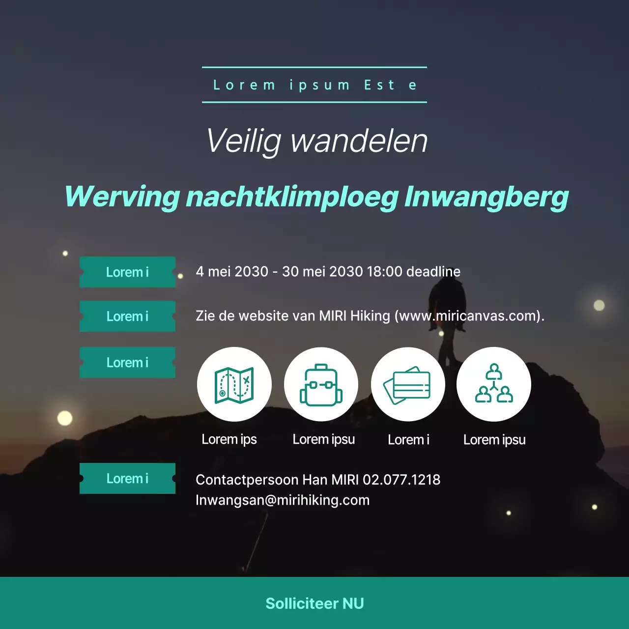 Rekruteer een mintkleurig nachtklimteam