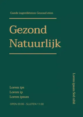 Promoot gezonde maaltijden met heldere tekst in groen en goud
