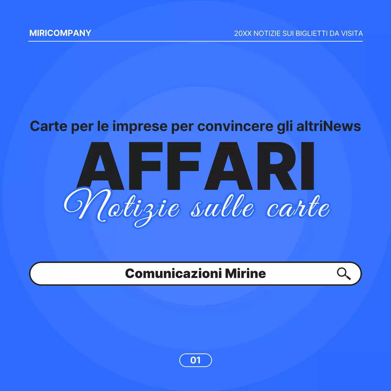 Proposta commerciale minimalista con sfondo blu