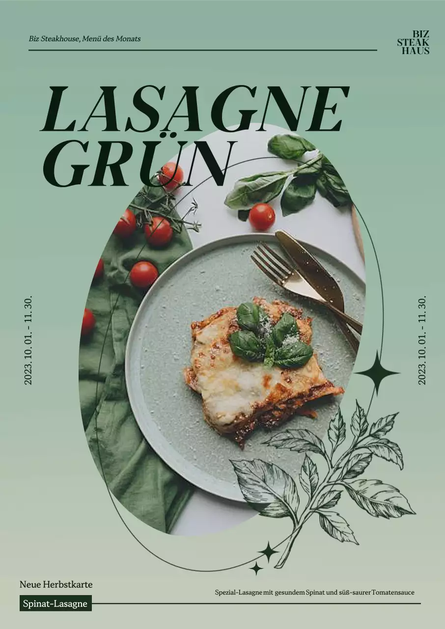 Einführung eines grünen und üppigen Herbstmenüs