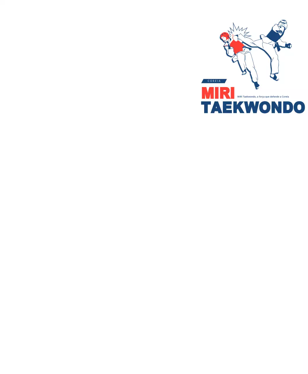 T-shirt do grupo escolar de taekwondo com personagens a praticar taekwondo