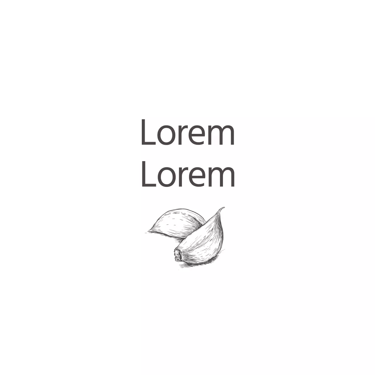 Promuovere la certificazione di assenza di pesticidi con un testo grigio scuro e un'illustrazione di aglio.