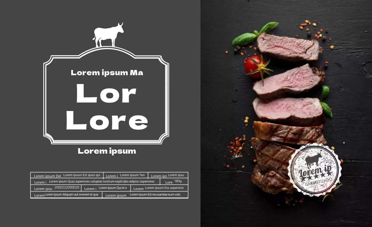 icono gris foto resaltada filete de comida detalle etiqueta