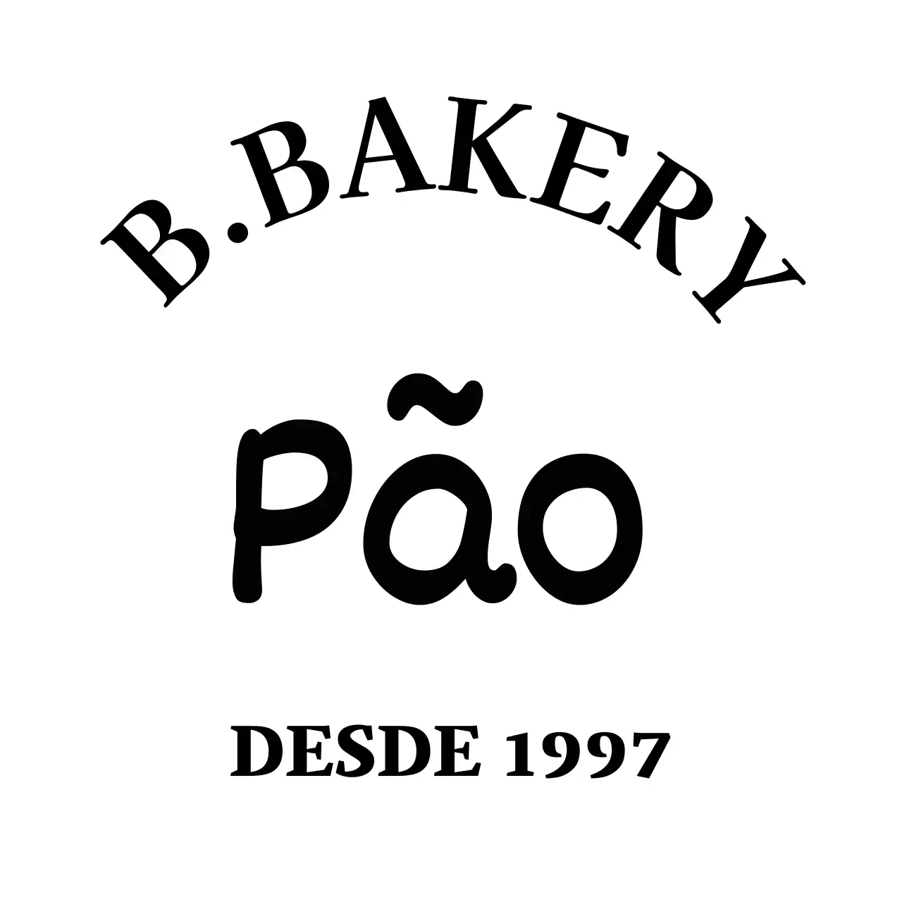 O nome de uma padaria com texto cursivo a preto e cursivo em inglês