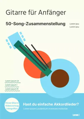 Minimalistischer Gitarren-Notenbucheinband in Orange und Hellblau