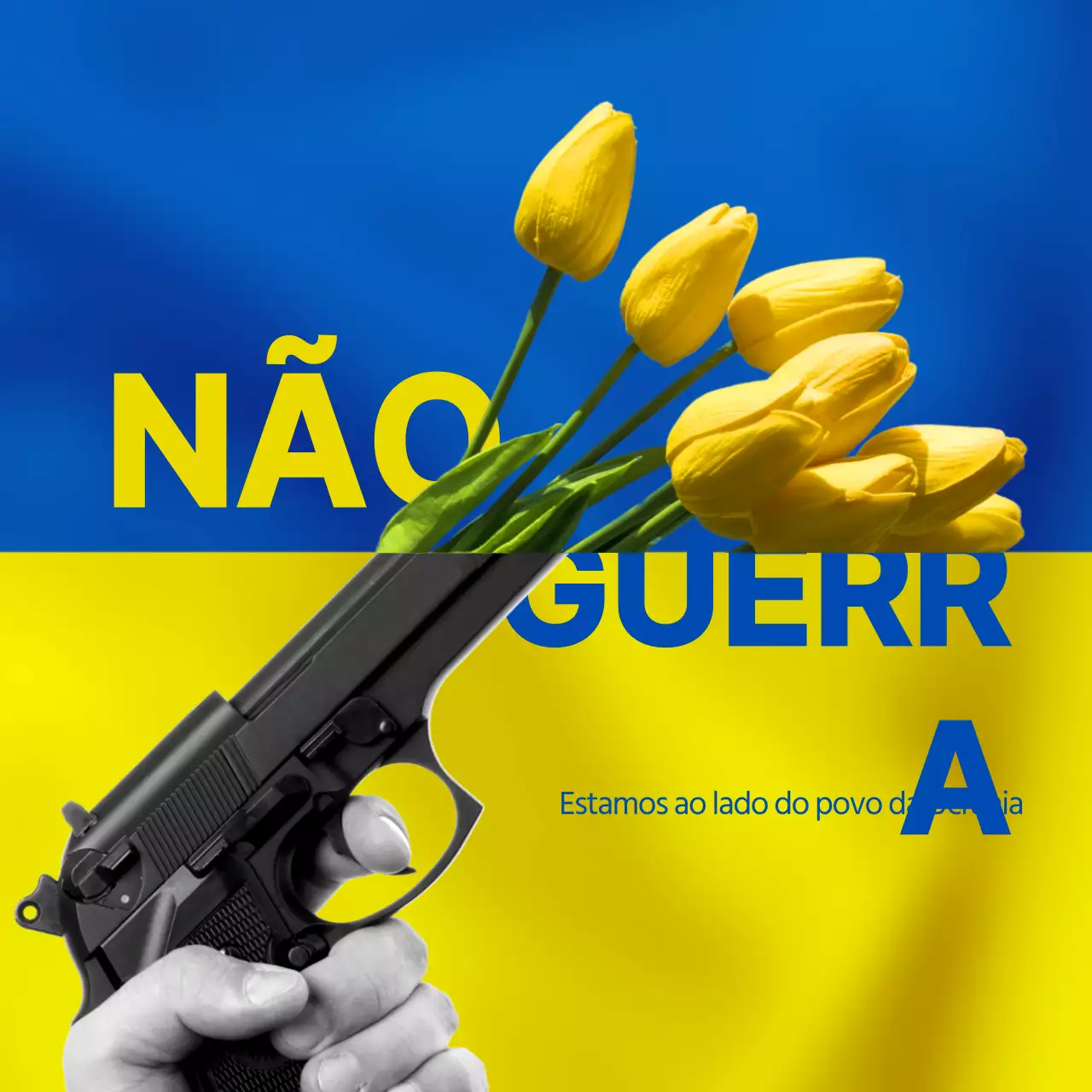 Tema anti-guerra fotorrealista azul-amarelo para a Ucrânia