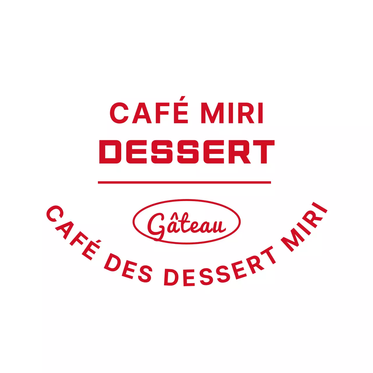 Logo simple de type emblème pour un café dessert en rouge