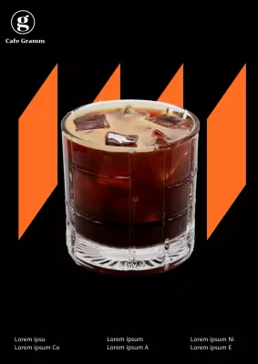 Schwarz-orangefarbenes Cafe-Poster