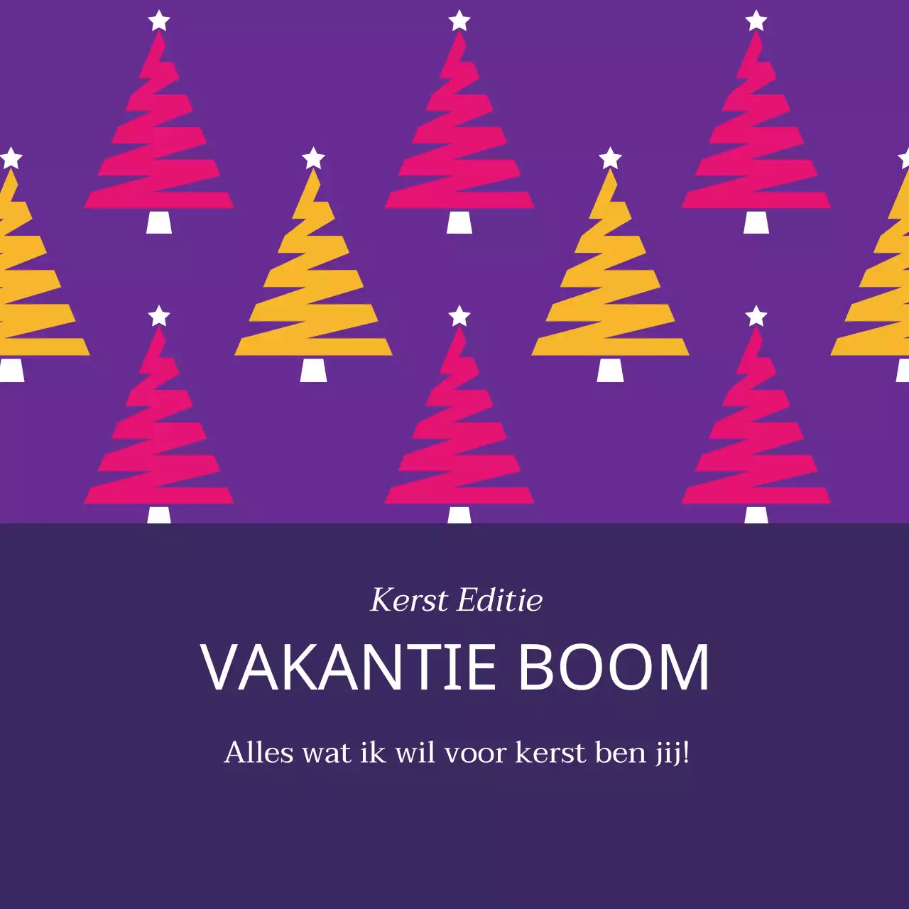 Paarse en gele kerstcadeau-etiketten met boompatroon