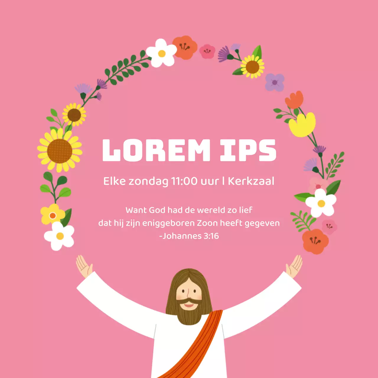 Roze karakter illustratie kerk